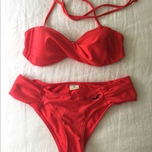 Hollister red twist bikini